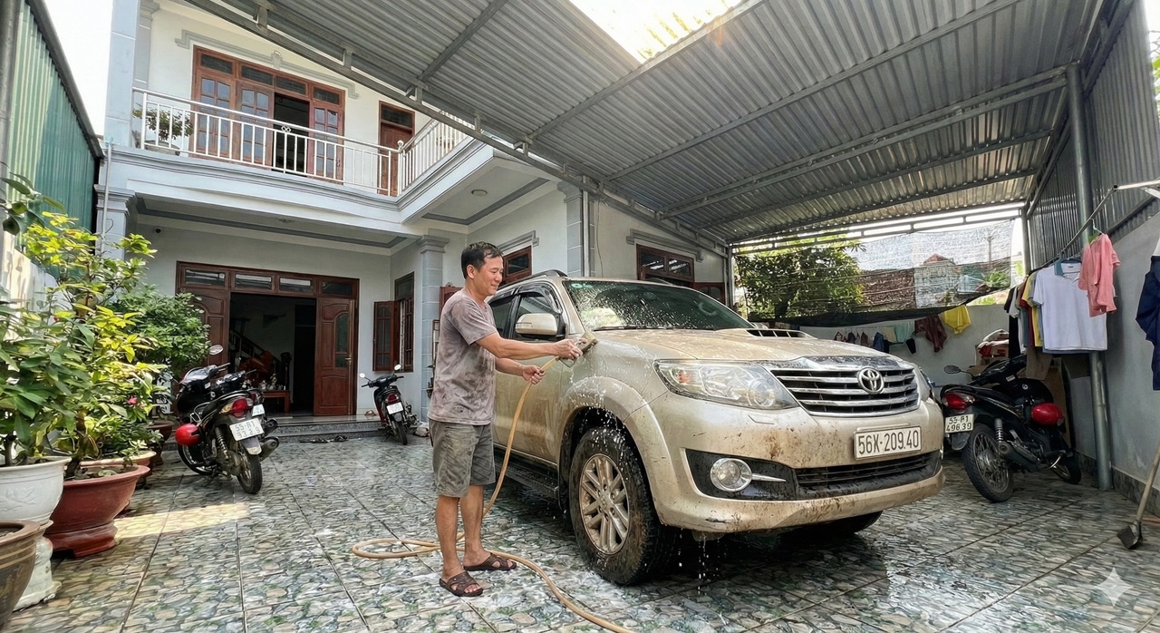 rua xe tai nha dung cach